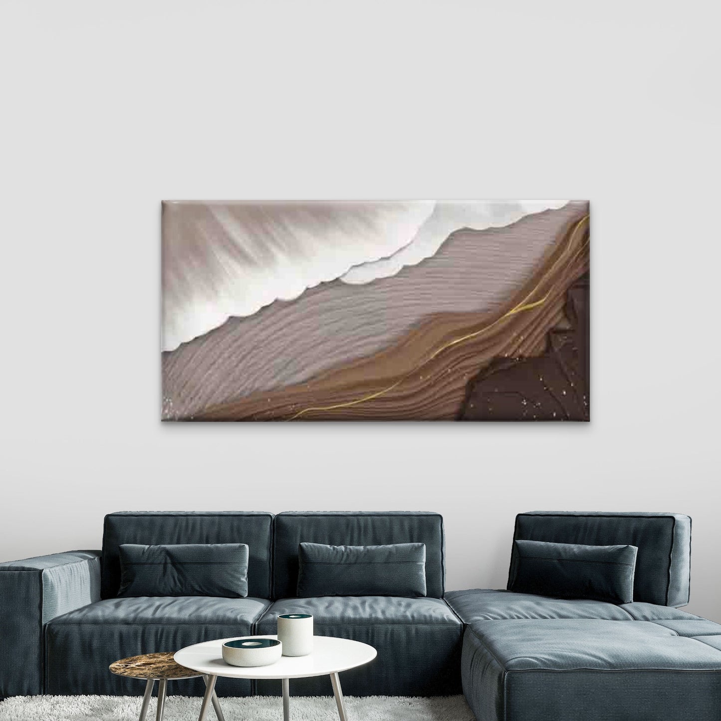Chocolate And Golden Fusion Wall Art Canvas Office Home Room Framed 120x60cm - Bella Home Decor