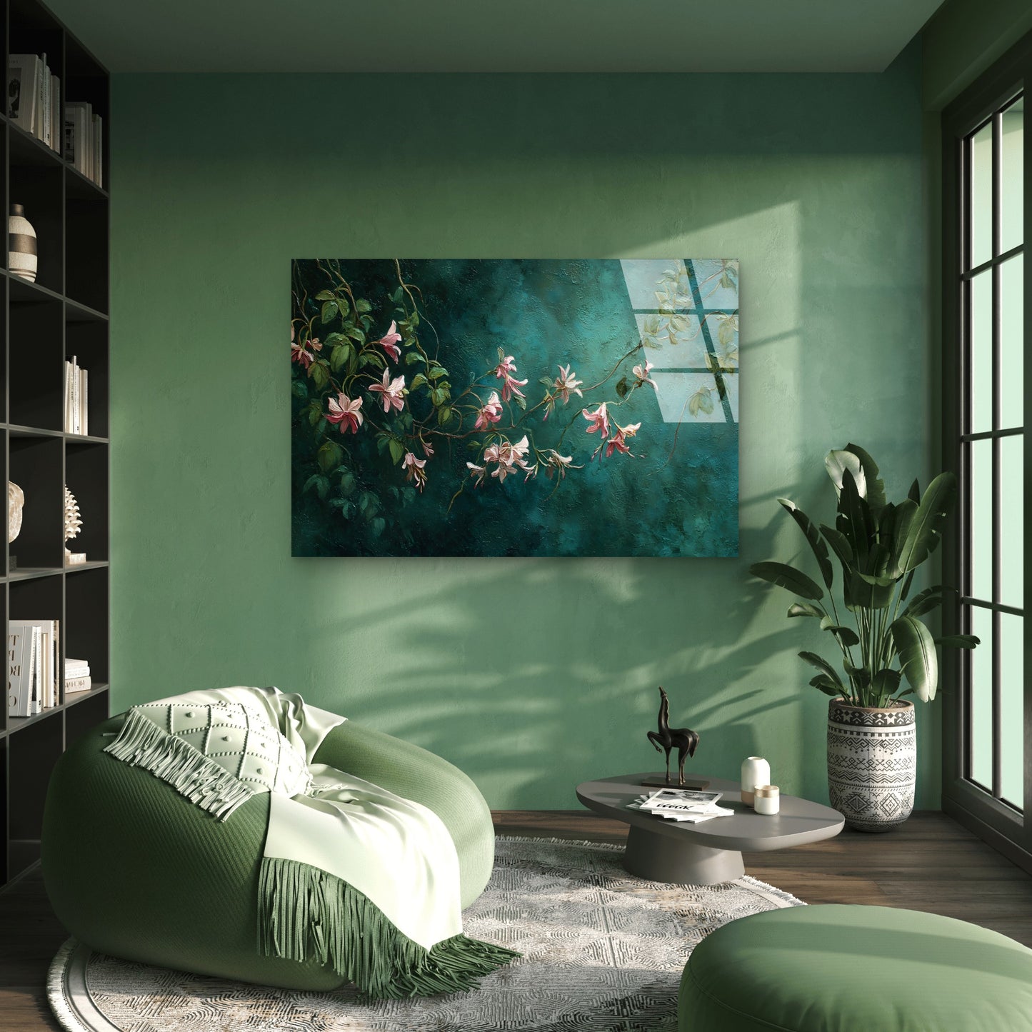 Vintage Pink Floral Teal Art Acrylic Glass Printing Wall Art Australian Made Quality