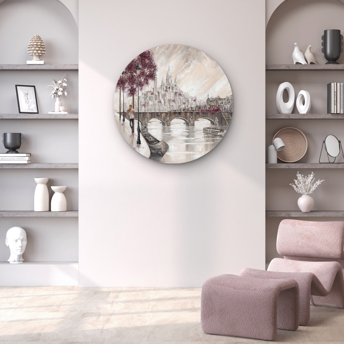 Neutral Couple Dancing Paris Eiffel City Acrylic Glass Rounded Print Tempered Glass Wall Art 100% Made in Australia Ready to Hang