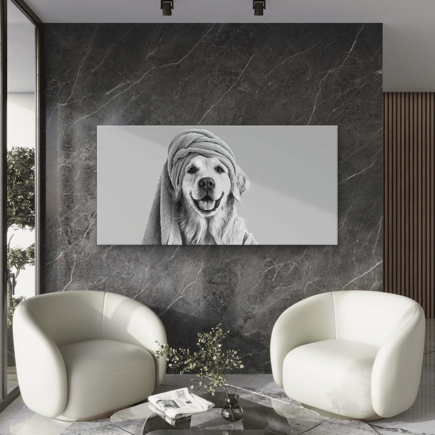 Smiling Labrador Retriever Wall Art Canvas Office Home Room Framed 120x60cm