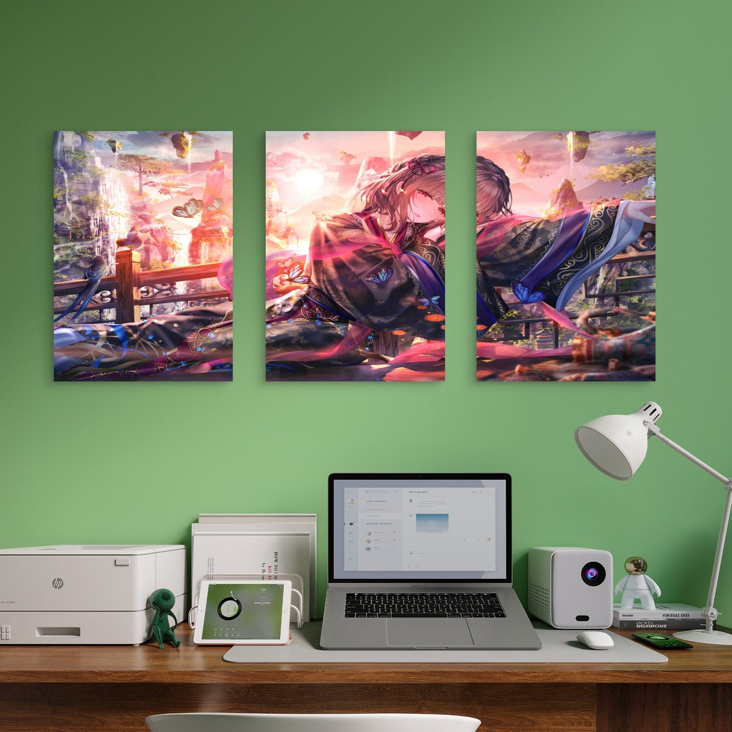 3pcs Ethereal Kimono Floating Mountain Metal Print Ready to Hang Art