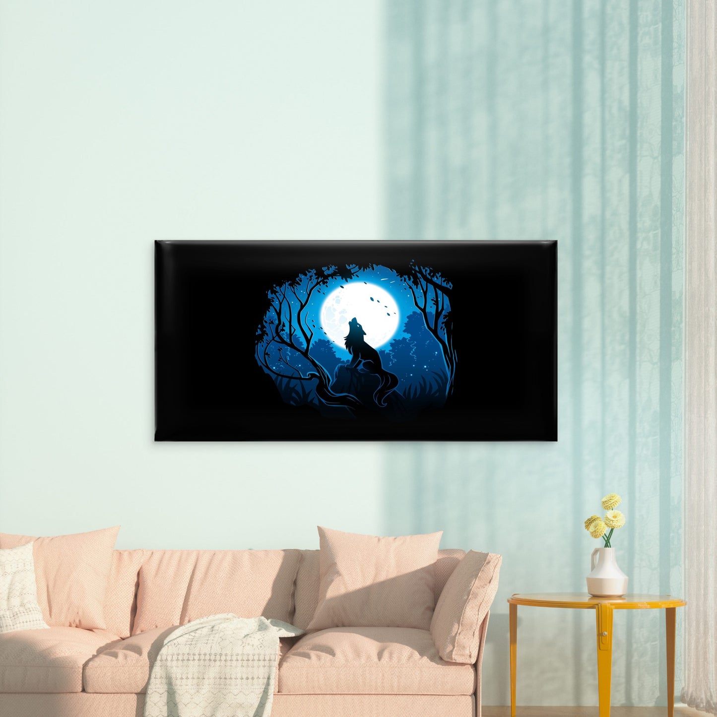 Howling Wolf Full Moon Night Wall Art Canvas Office Home Room Framed 120x60cm