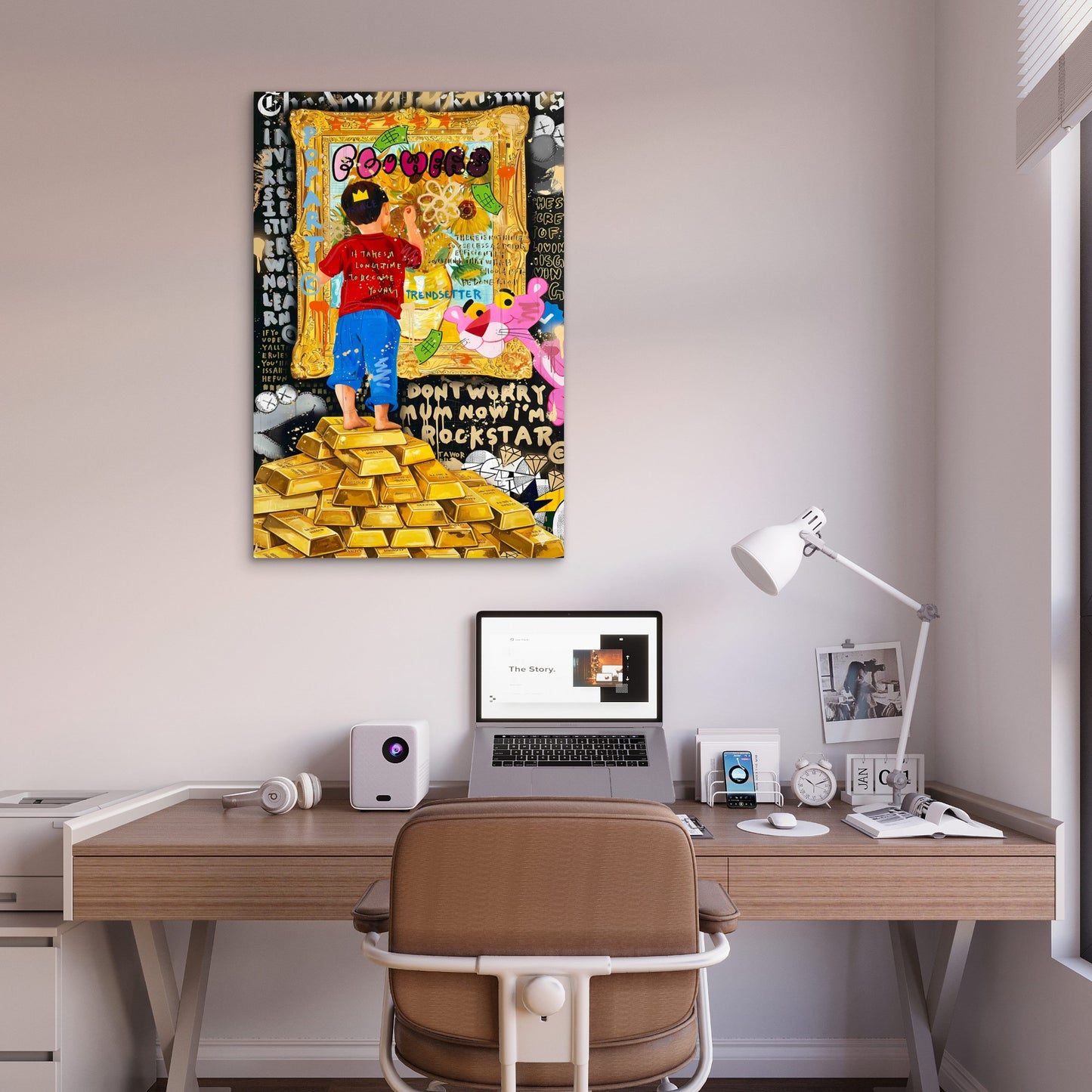 Rebellious Wealth Typography Mixed Media 40x60cm Metal Print Ready to Hang