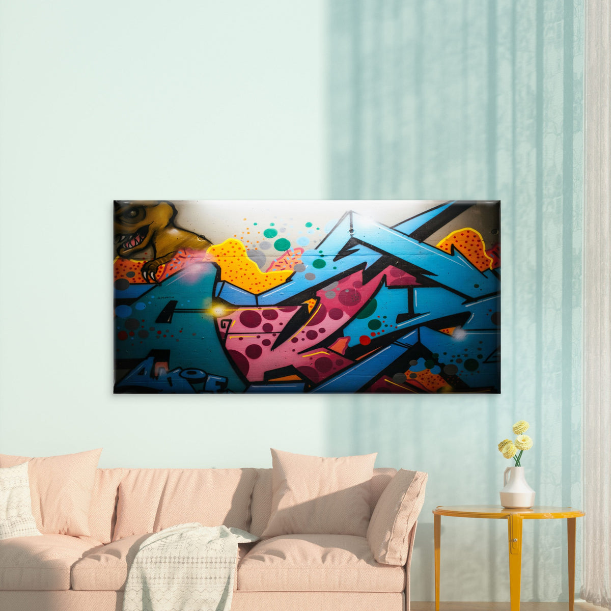 Vibrant Graffiti Art Wall Art Canvas Office Home Room Framed 120x60cm