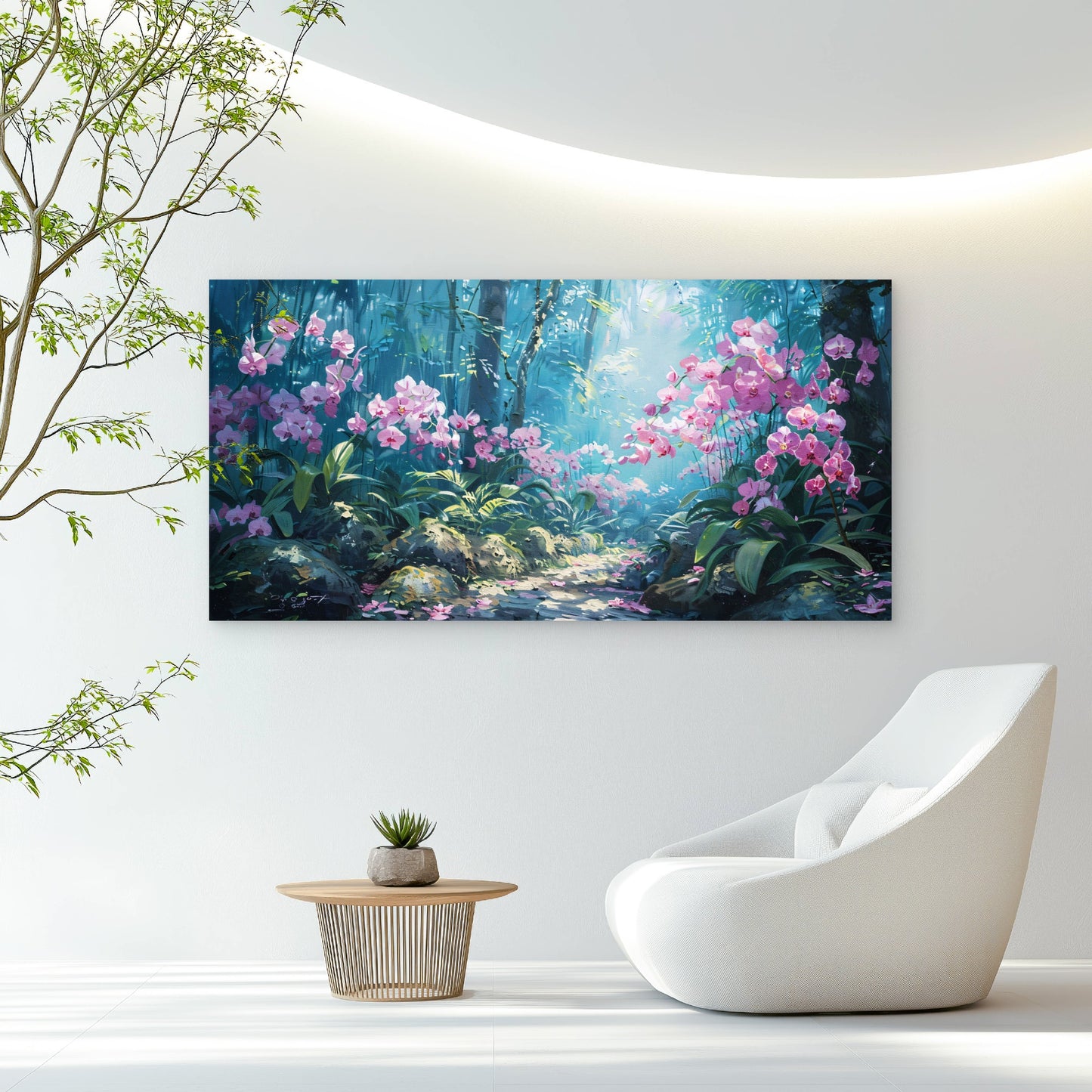 Sunlight In Enchanted Forest Wall Art Canvas Office Home Room Framed 120x60cm