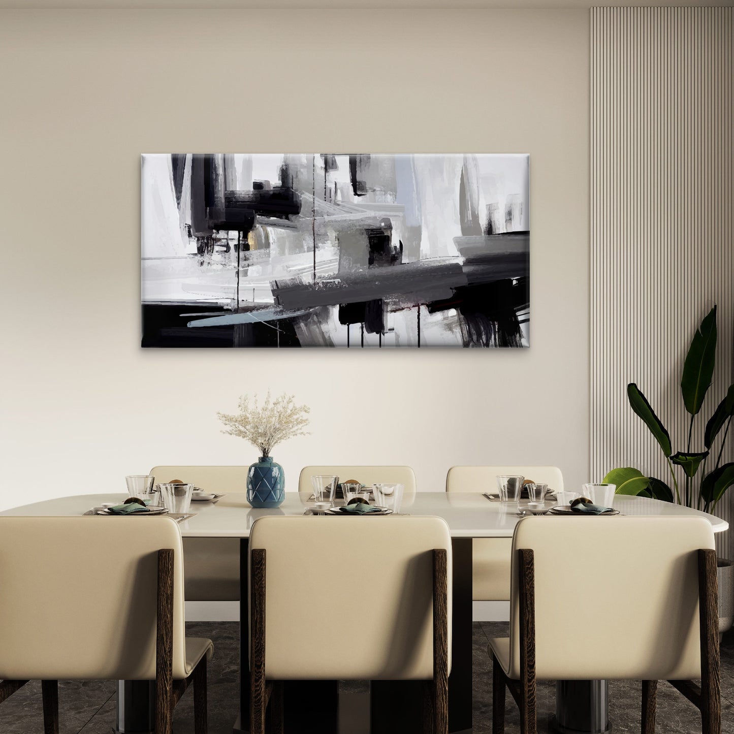 Abstract Expressionist Painting Wall Art Canvas Office Home Room Framed 120x60cm