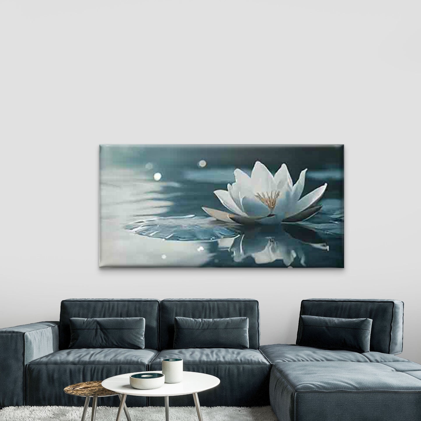 Water Lily Blooms on The Water Wall Art Canvas Office Home Room Framed 120x60cm - Bella Home Decor