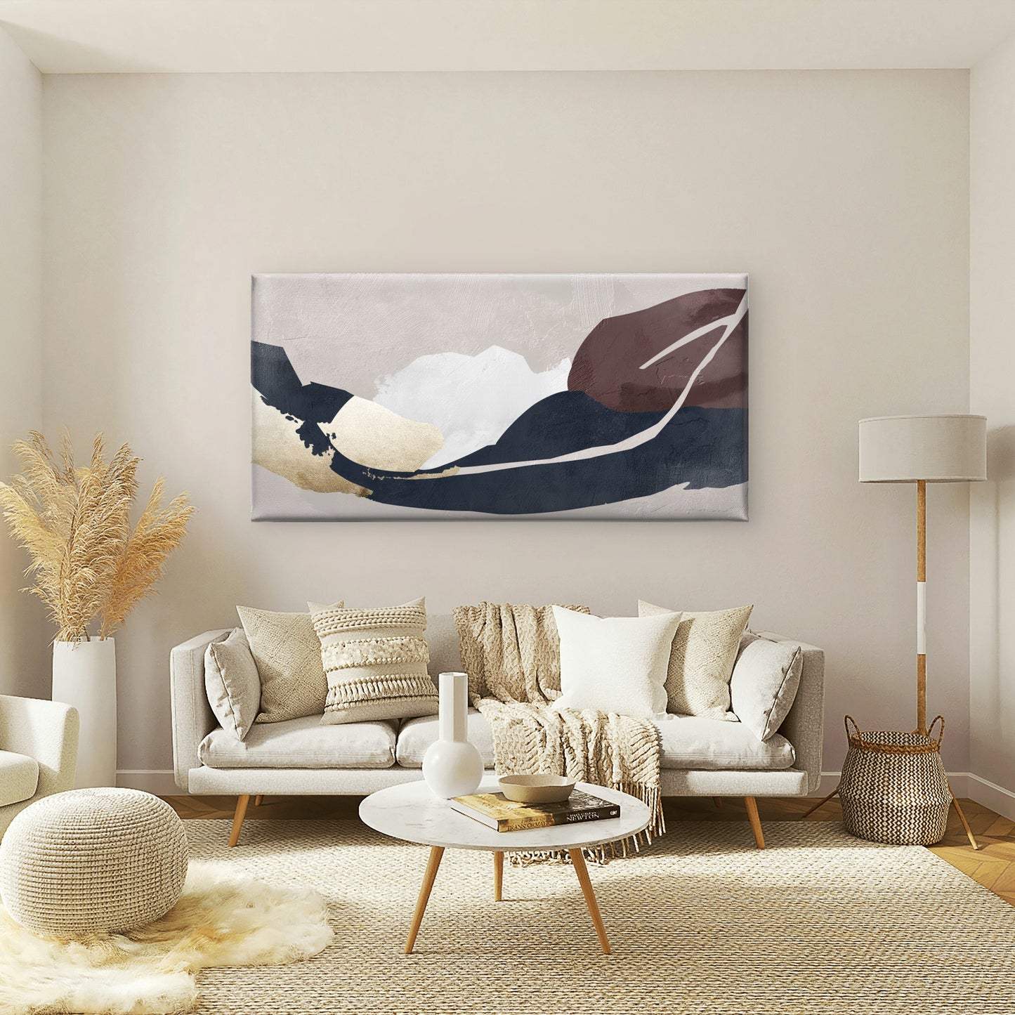 Abstract Navy Brown Gold Foil Modern Wall Art Canvas Office Home Framed 120x60cm
