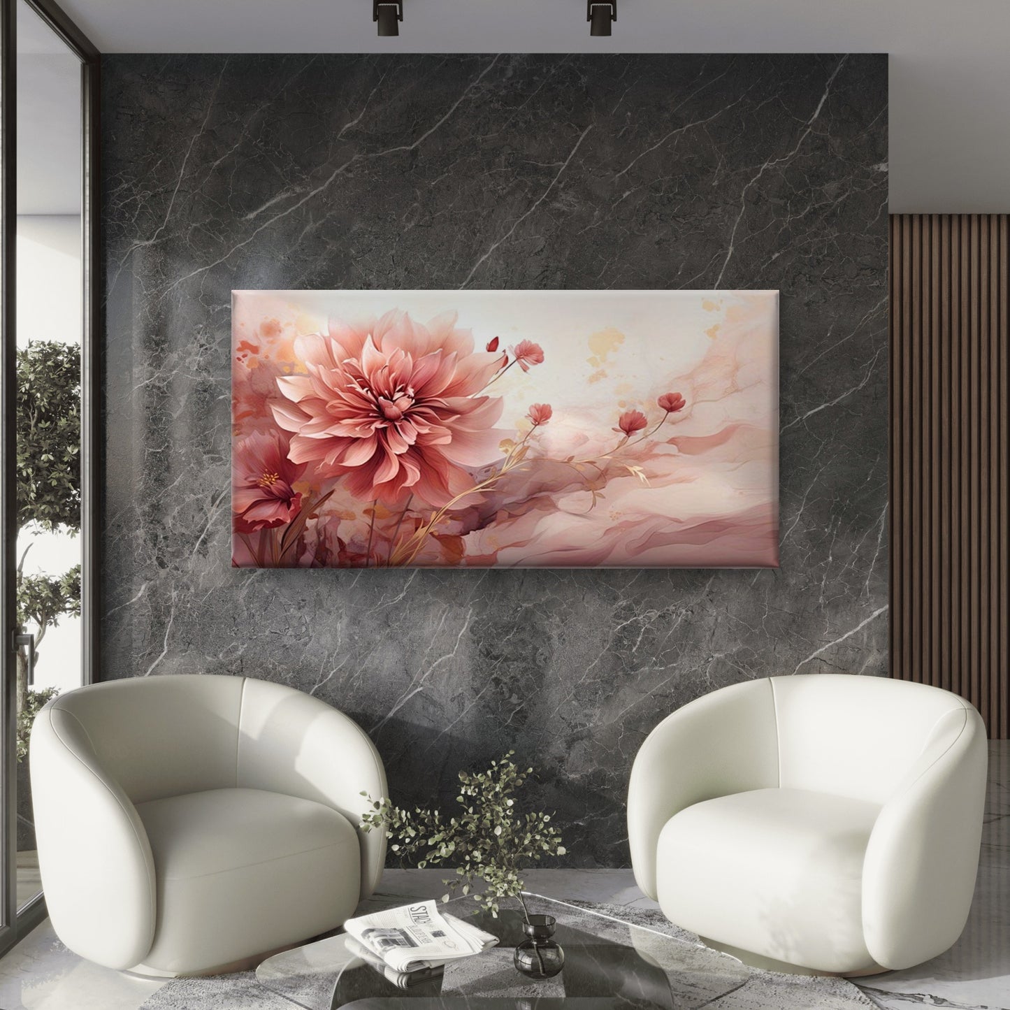 Pastel Blooms in Soft Light Wall Art Canvas Office Home Room Framed 120x60cm