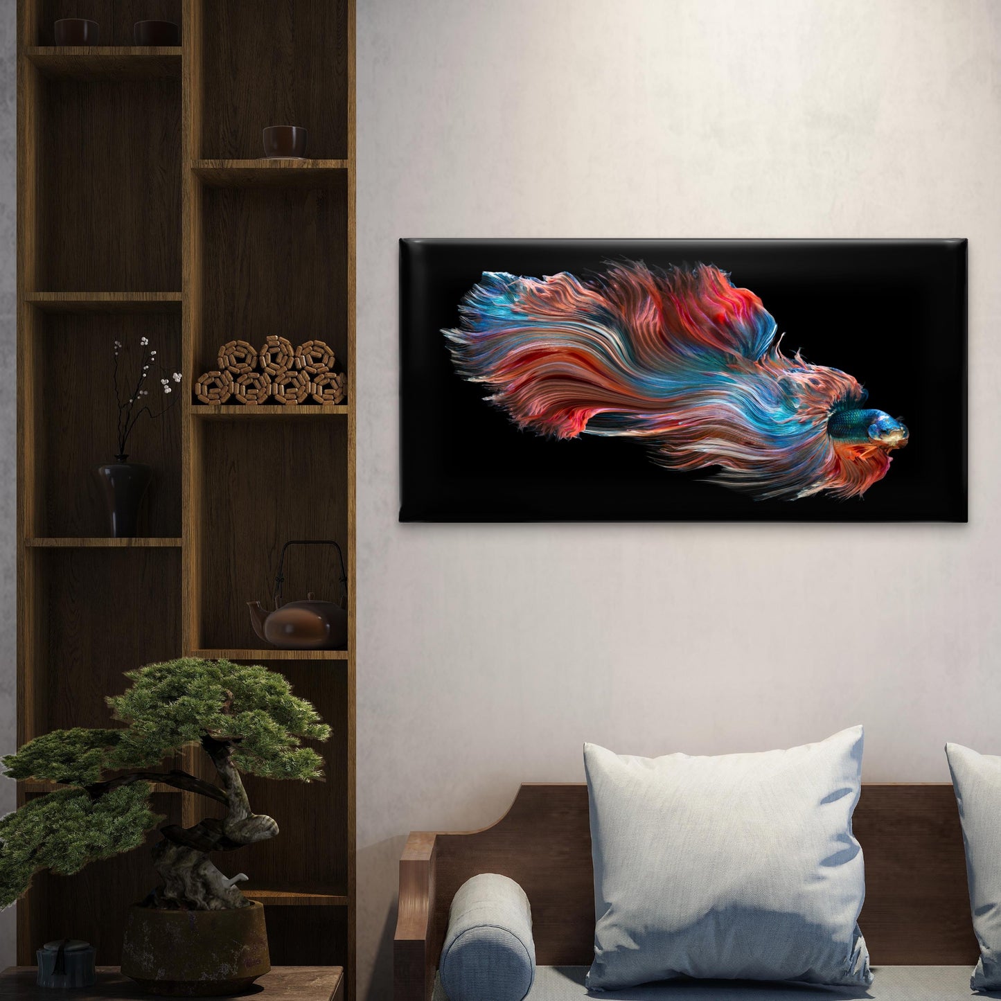 Abstract Betta Fish Swim Wall Art Canvas Office Home Room Framed 120x60cm