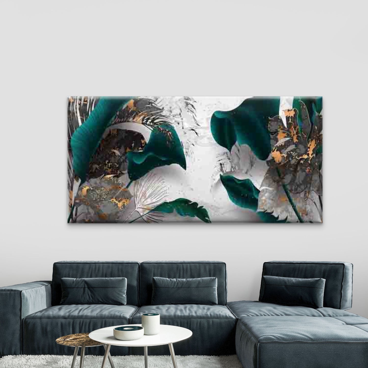 Abstract Tropical Leaves Wall Art Canvas Office Home Room Framed 120x60cm