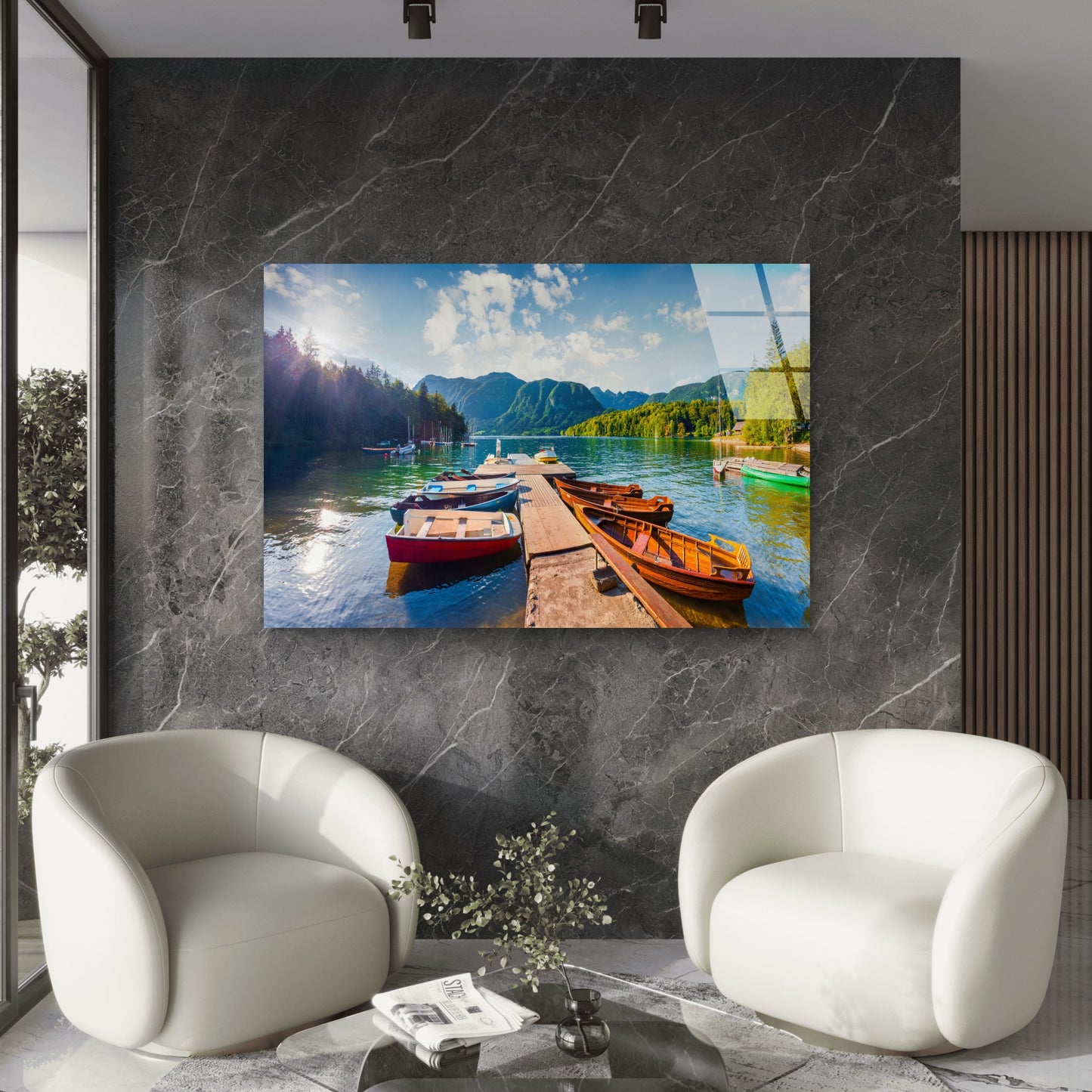 Alpine Lake Mountain Tempered Glass Printing Wall Art Australian Made Quality