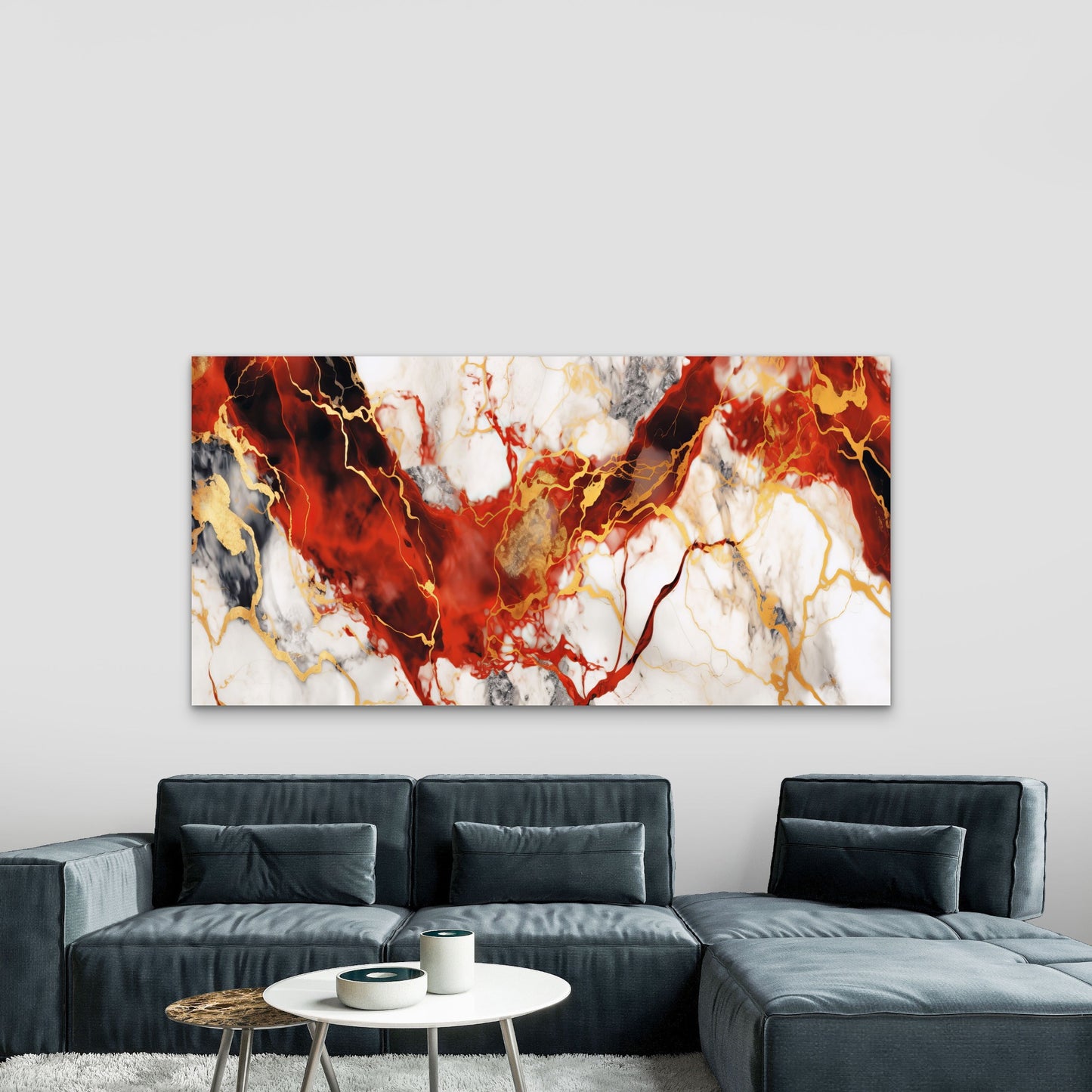 Crimson Veins Of Marble Flow Wall Art Canvas Office Home Room Framed 120x60cm