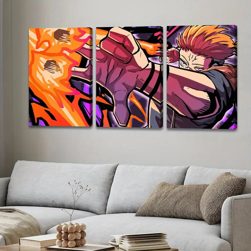 3pcs Abstract Sukuna Fantasy Poster Wall Art Set Canvas Framed 50x70cm - High Quality Print 100% Australian Made Wall Canvas Ready to Hang - Bella Home Decor