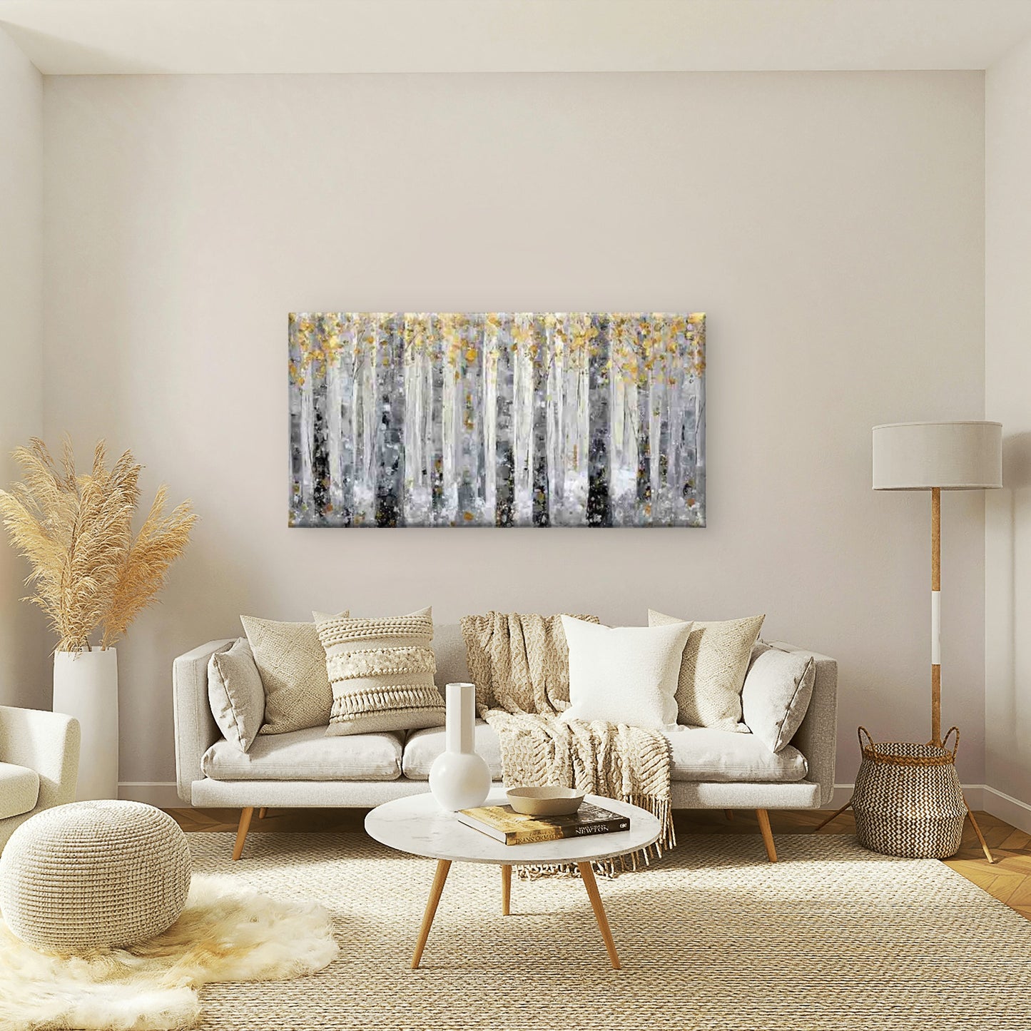 Abstract Winter Forest Wall Art Canvas Office Home Room Framed 120x60cm - Bella Home Decor
