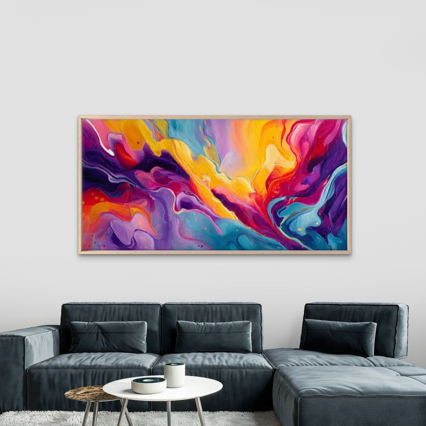 Abstract Splash Multicolor Wall Art Canvas Office Home Room Framed 120x60cm