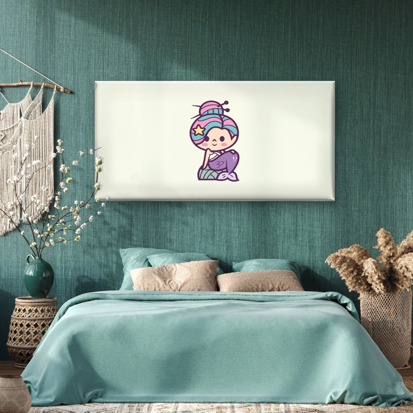 Aquatic Princess Pastel Pink Wall Art Canvas Office Home Room Framed 120x60cm