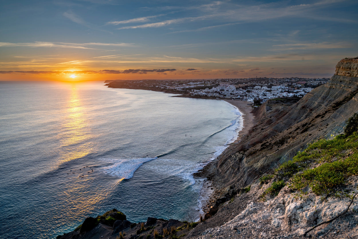 Ocean with the Rocky Beach Sunset Portugal Wall Art Decor 100% Australian Made