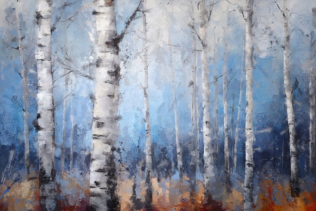 Modern Hand Painted Birch Tree Oil Painting Home Decor Premium Quality Poster Print Choose Your Sizes - Bella Home Decor