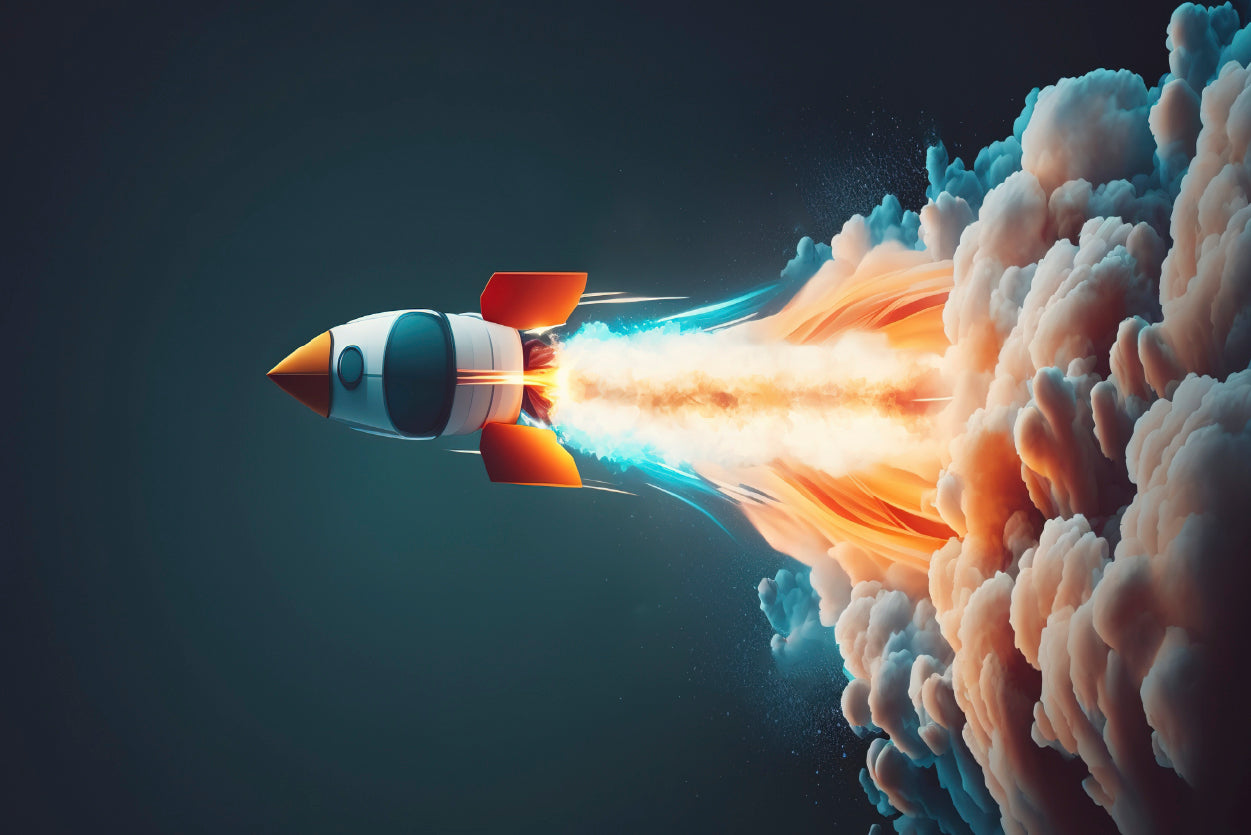 Rocket Launch on a Blue Background Home Decor Premium Quality Poster Print Choose Your Sizes - Bella Home Decor