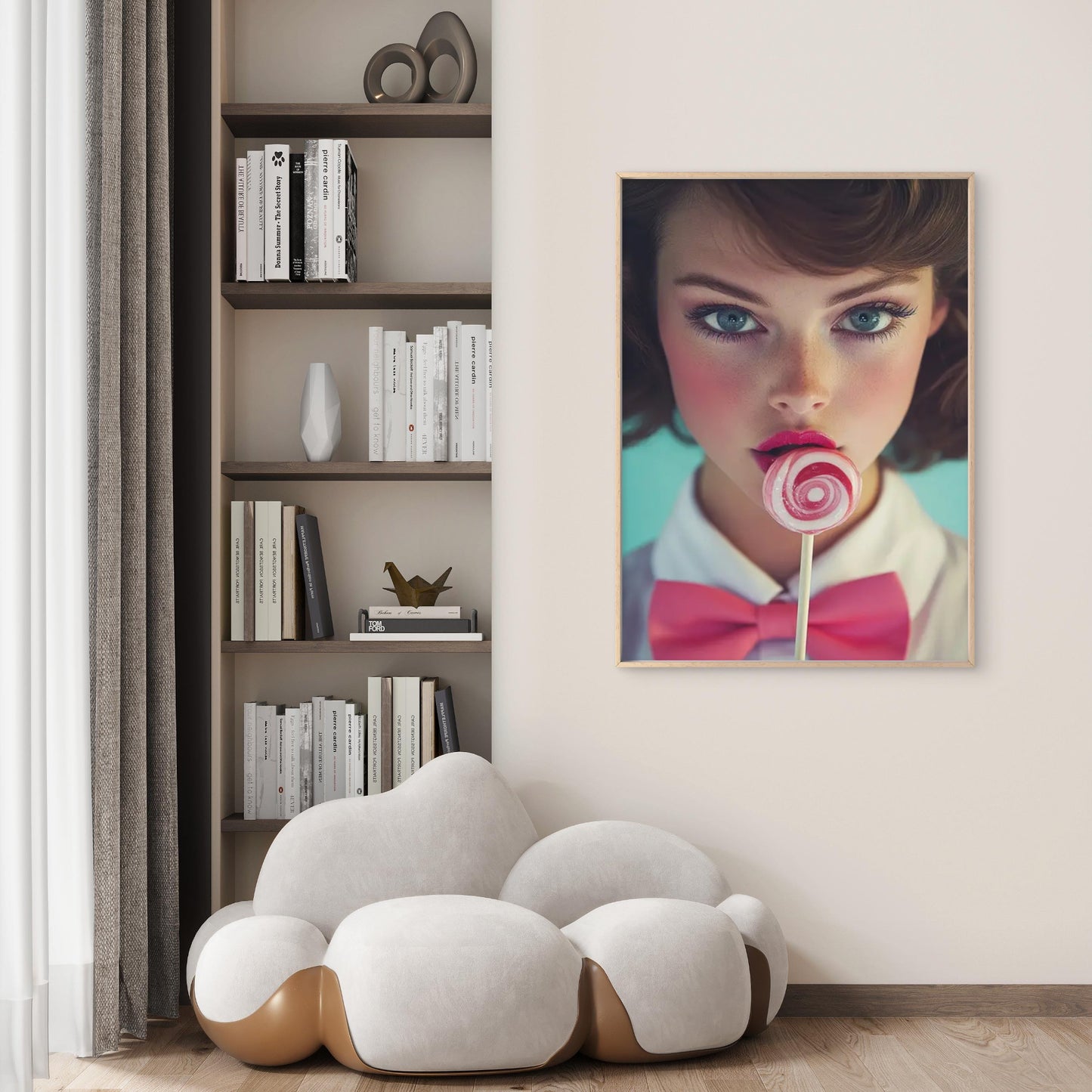 Woman with Pink Bow Tie and Lollipop Fashion Home Decor Premium Quality Poster Print Choose Your Sizes