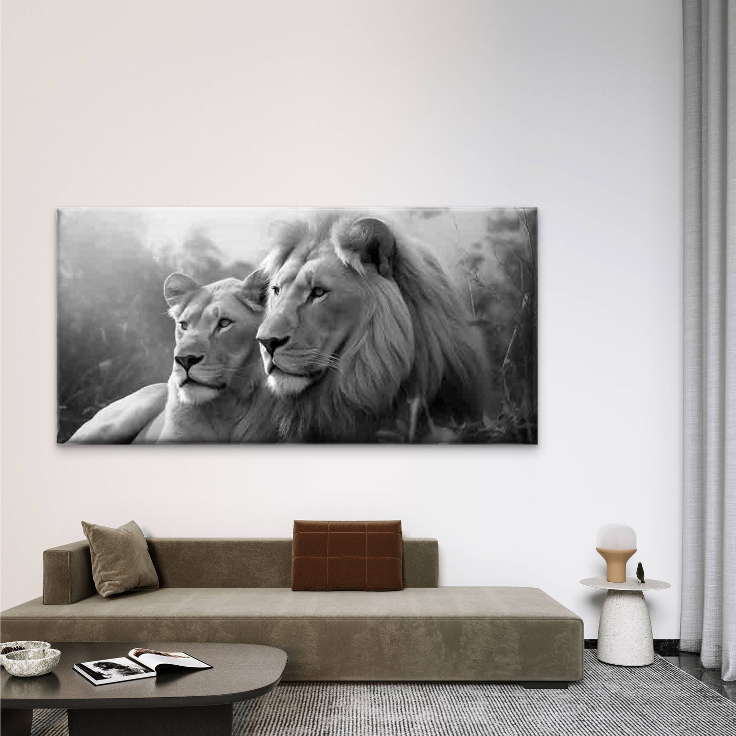 Photograph of a Majestic Lion Wall Art Canvas Office Home Room Framed 120x60cm