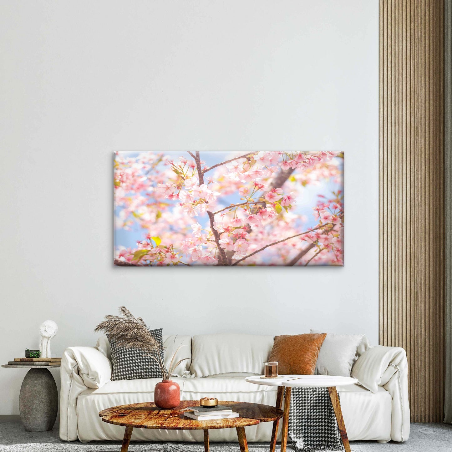 Cherry Blossoms In Sunlight Wall Art Canvas Office Home Room Framed 120x60cm