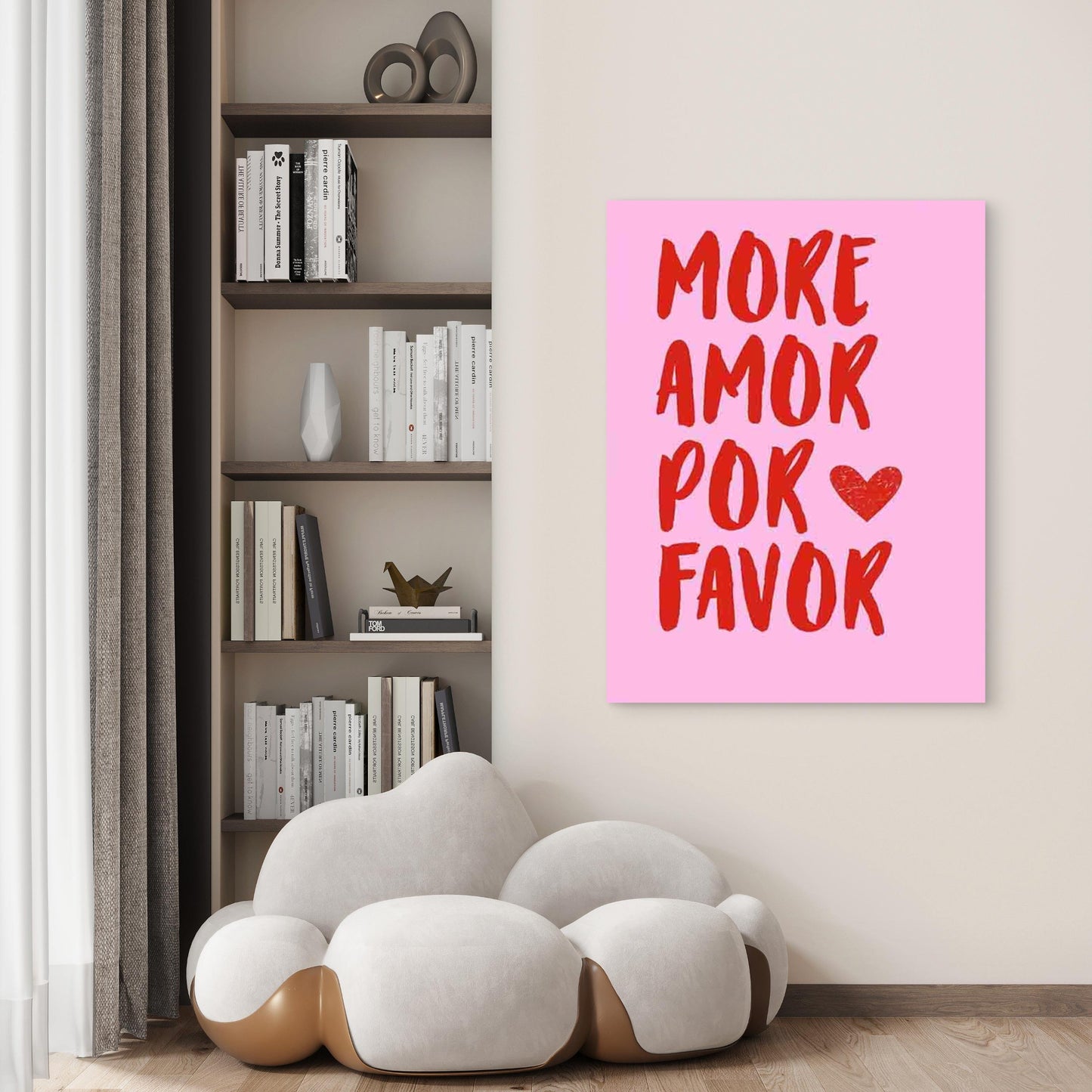 Love-Themed Modern Retro 40x60cm Metal Print Ready to Hang