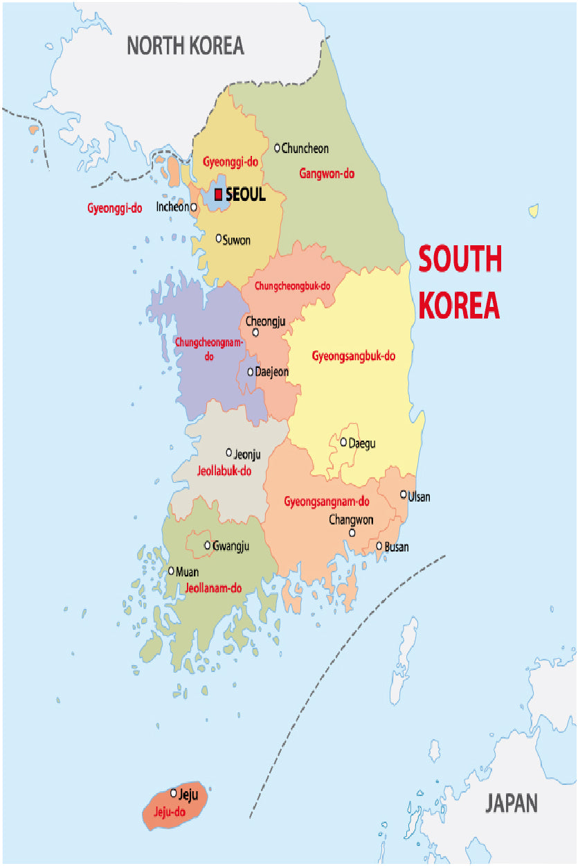 South Korea Administrative Map Home Decor Premium Quality Poster Print Choose Your Sizes - Bella Home Decor