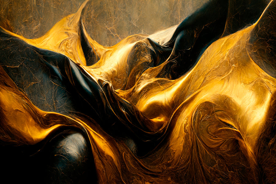 Black And Gold Waves Abstract Home Decor Premium Quality Poster Print Choose Your Sizes - Bella Home Decor