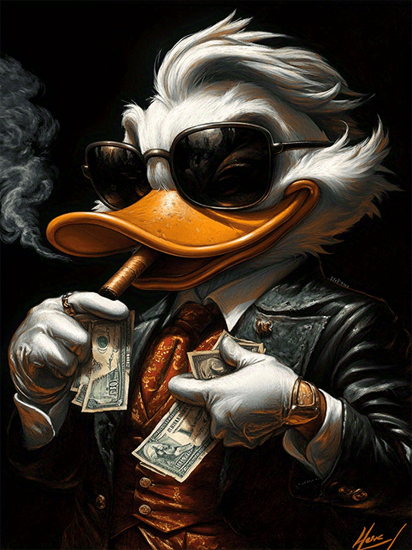 Trendy Duck Holding a Cigar And Money Fashion Home Decor Premium Quality Poster Print Choose Your Sizes - Bella Home Decor