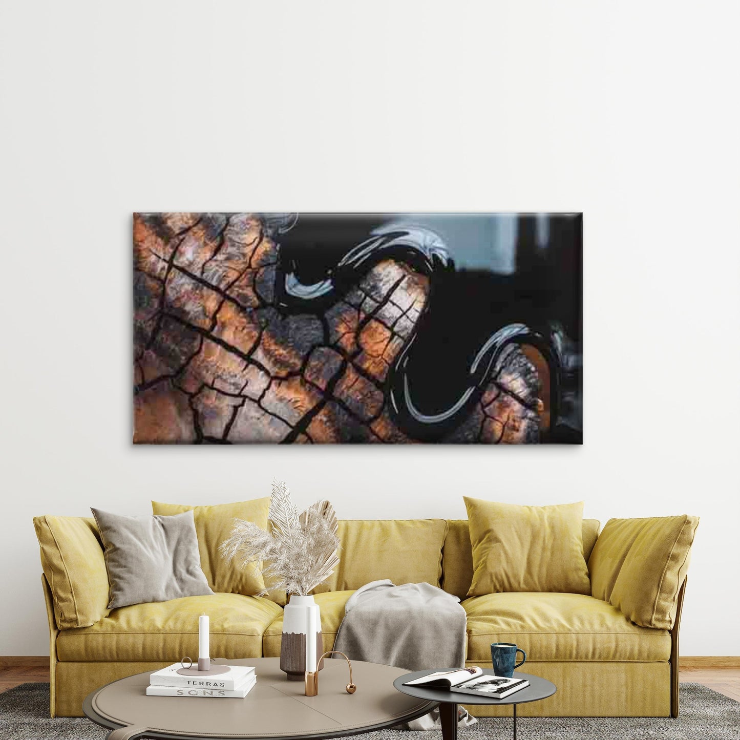 Cracked Earth Reflection Wall Art Canvas Office Home Room Framed 120x60cm - Bella Home Decor