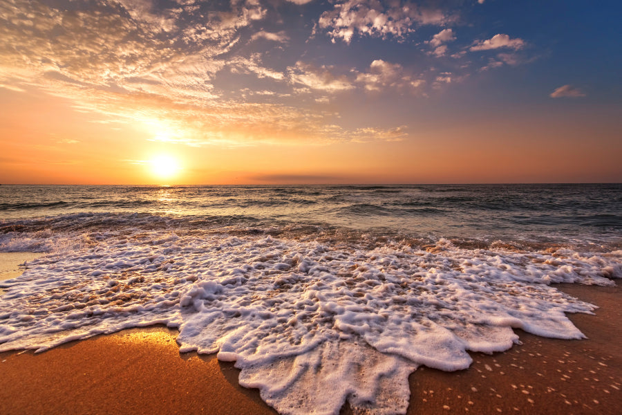 Beautiful Tropical Sunrise on The Beach Acrylic Glass Print Tempered Glass Wall Art 100% Made in Australia Ready to Hang - Bella Home Decor