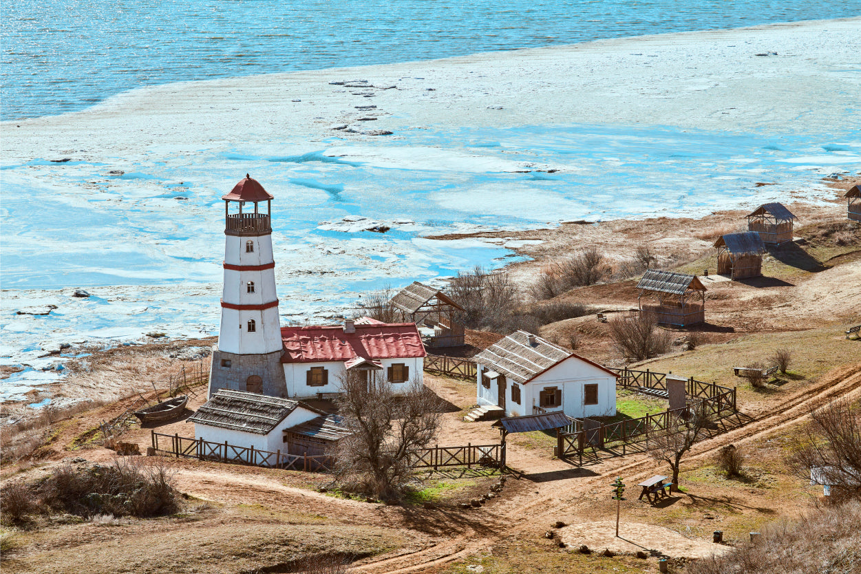 Beautiful Winter Day At The Merzhanovo Lighthouse Russia Wall Art Decor 100% Australian Made