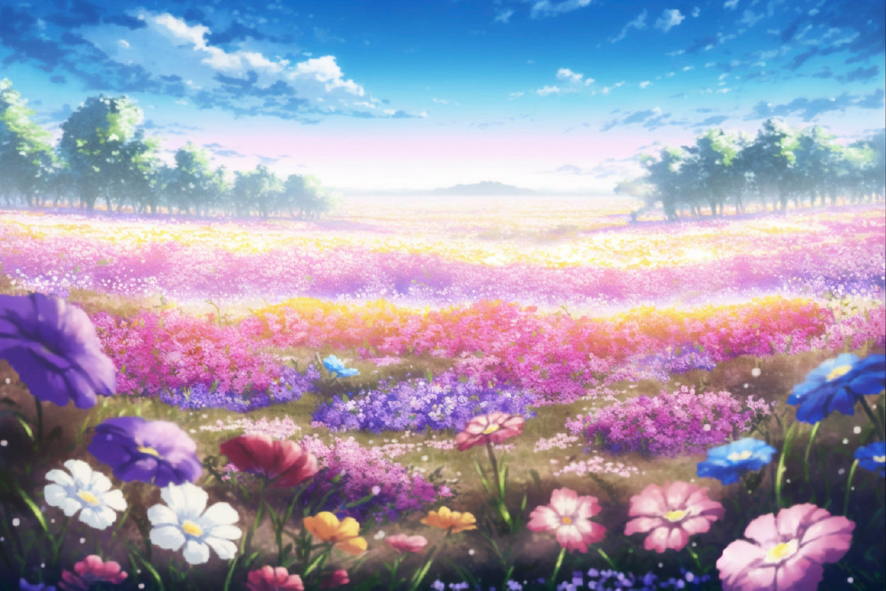 A Field of Purple & Violet Flowers under a Sky Home Decor Premium Quality Poster Print Choose Your Sizes - Bella Home Decor