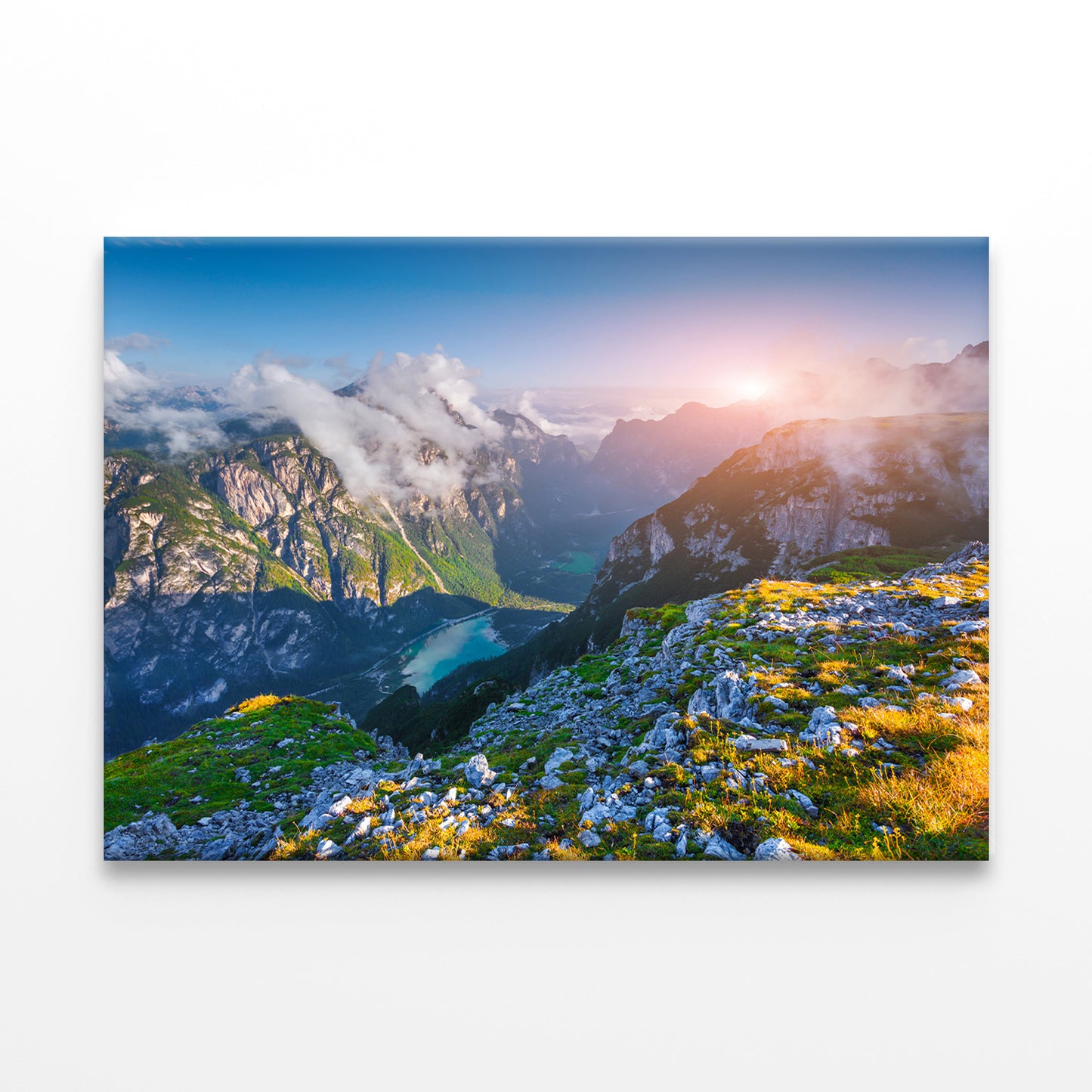 Lake Landro in Morning Mist, Italy Wall Art Decor 100% Australian Made - Bella Home Decor