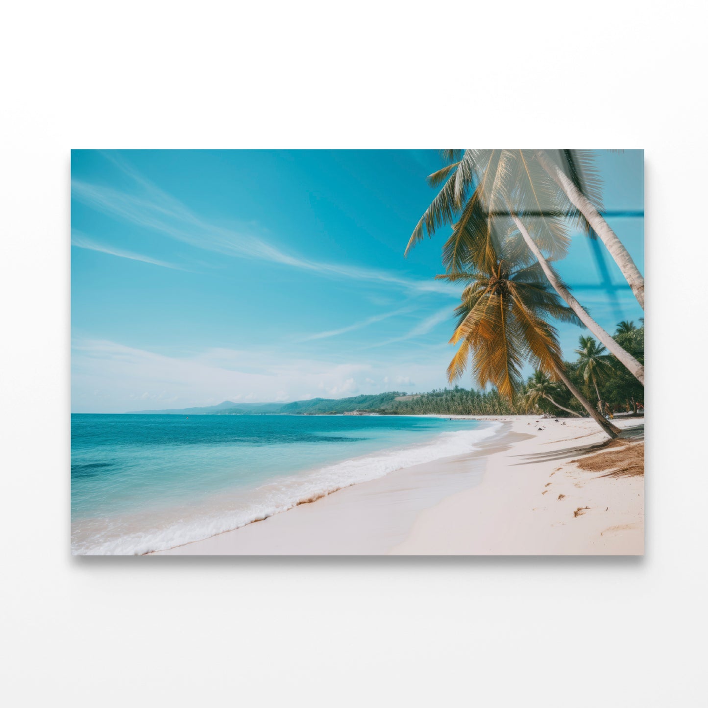 Tropical Beach Paradise with Palm Trees Acrylic Glass Print Tempered Glass Wall Art 100% Made in Australia Ready to Hang
