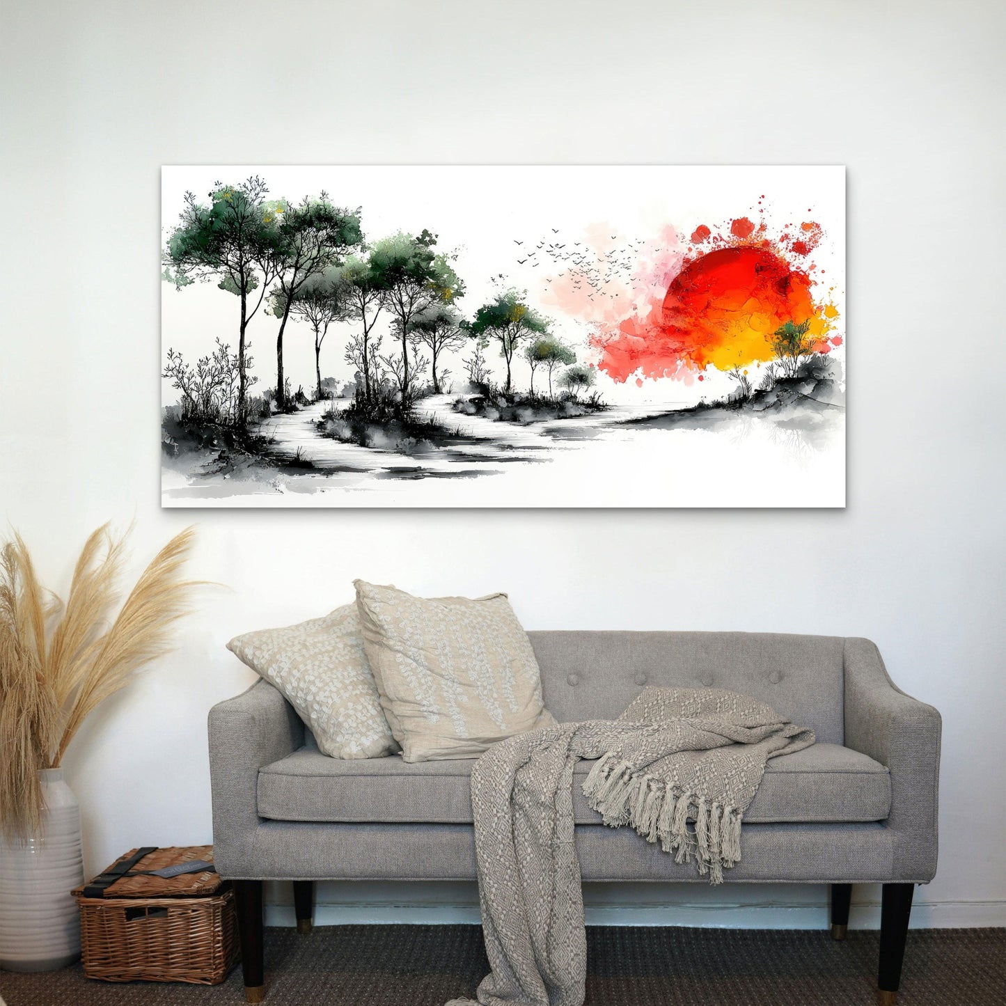 A Peaceful Sunset Journey Wall Art Canvas Office Home Room Framed 120x60cm