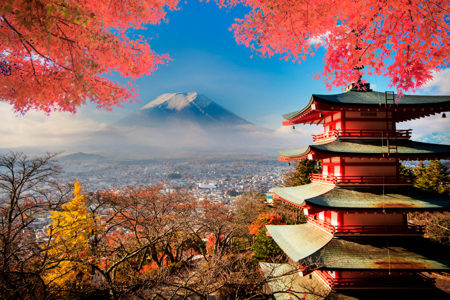 Mt. Fuji With Fall Colors in Japan Wall Art Decor 100% Australian Made - Bella Home Decor