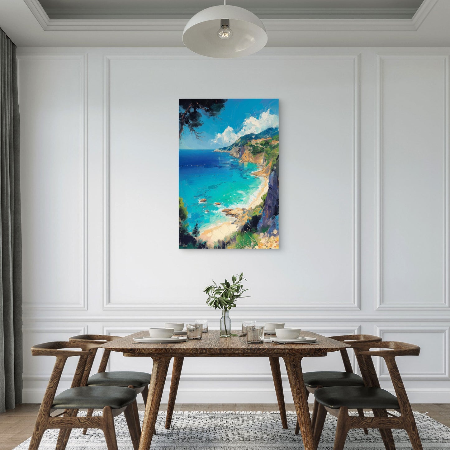 Mediterranean Coastal Beach Impressionist 40x60cm Metal Print Ready to Hang