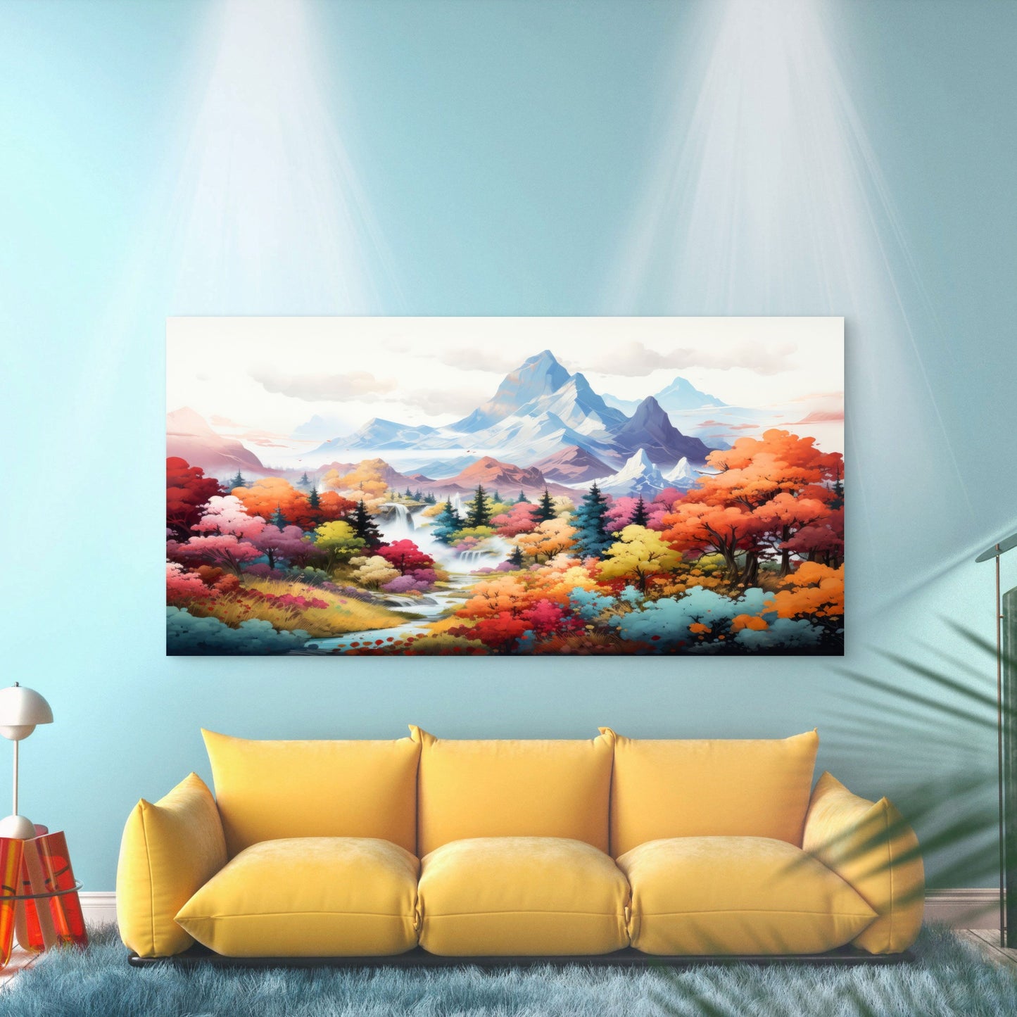 Enchanted Autumn Valley Wall Art Canvas Office Home Room Framed 120x60cm