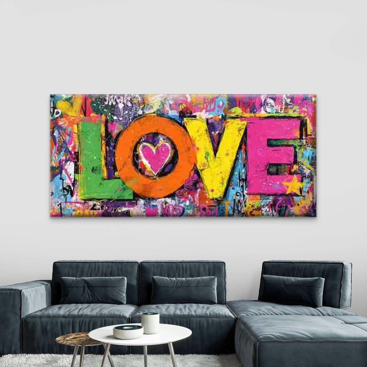 Urban Street Art with Love Wall Art Canvas Office Home Room Framed 120x60cm