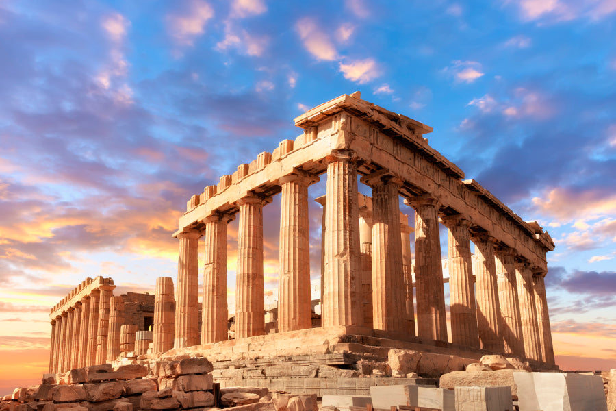 Parthenon Temple On a Sunset Wall Art Decor 100% Australian Made - Bella Home Decor