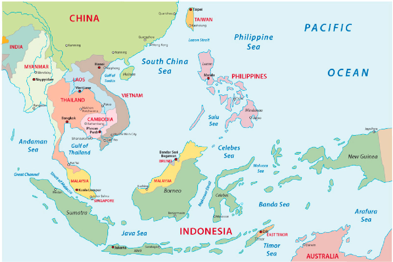 Southeast Asia Map Home Decor Premium Quality Poster Print Choose Your Sizes - Bella Home Decor