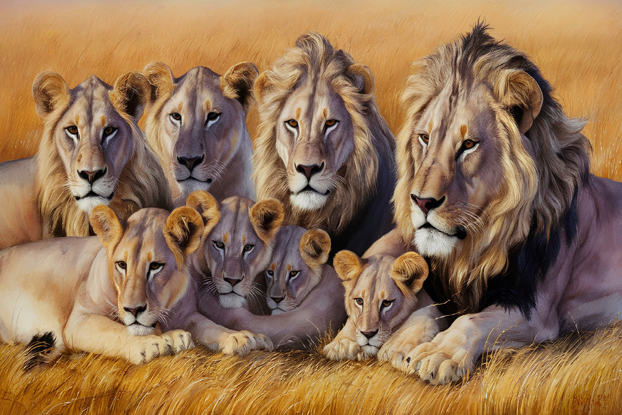A Pride of Lions Resting Together In the Grasslands Home Decor Premium Quality Poster Print Choose Your Sizes - Bella Home Decor