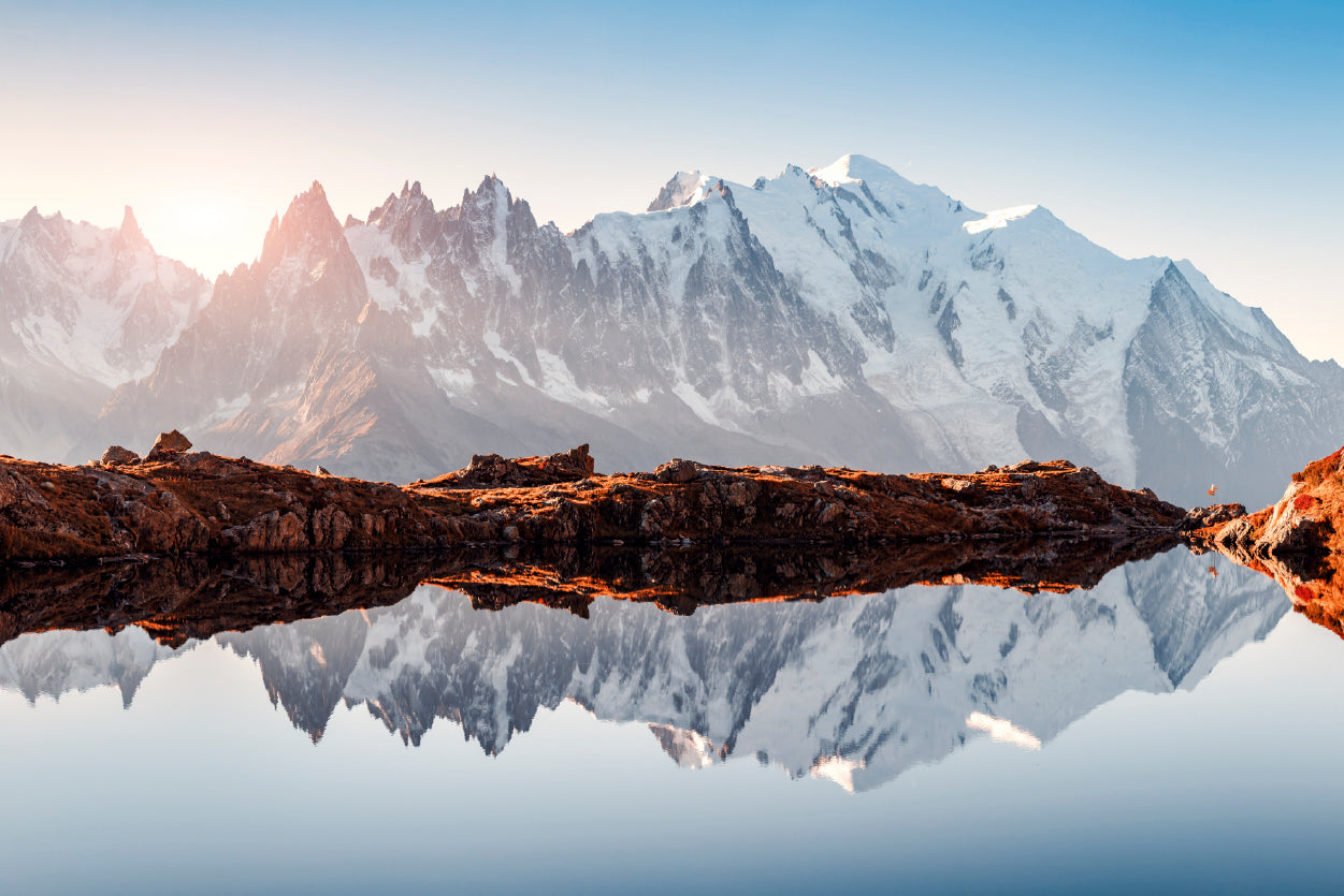 A Snow-Covered Mountain Surrounded By a Glacial Lake Home Decor Premium Quality Poster Print Choose Your Sizes - Bella Home Decor