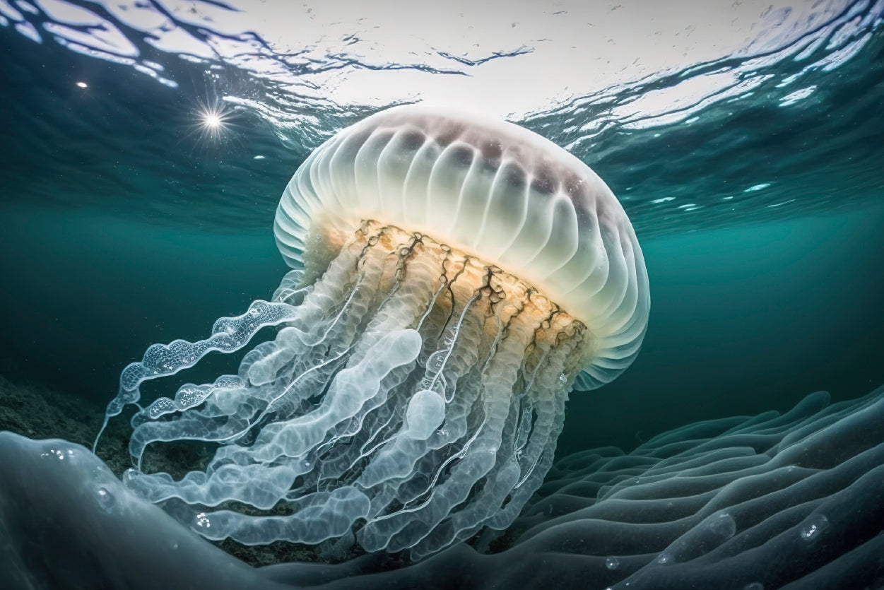 White Jellyfish Floating In the Water Print 100% Australian Made - Bella Home Decor