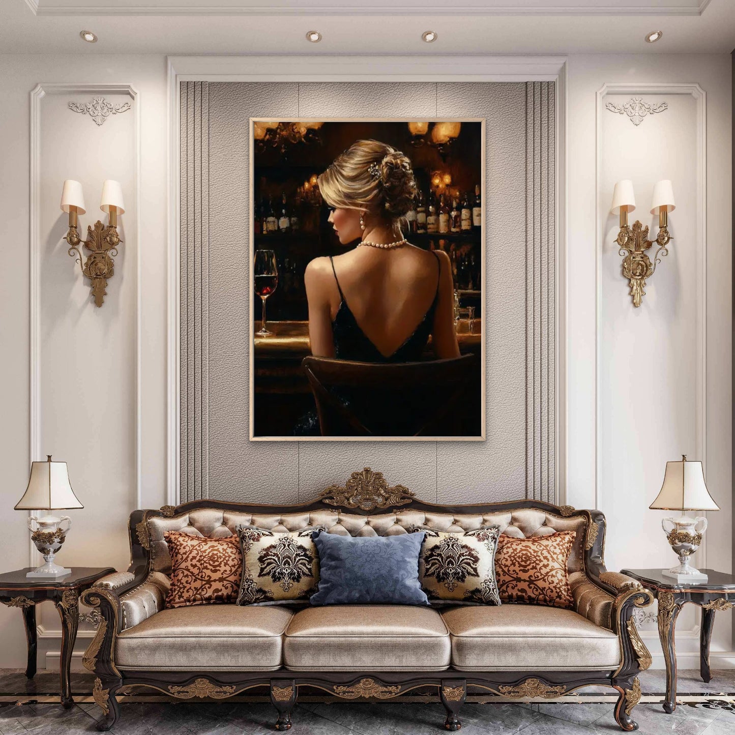 Stylish Woman at Bar with Wine Glass Fashion Home Decor Premium Quality Poster Print Choose Your Sizes