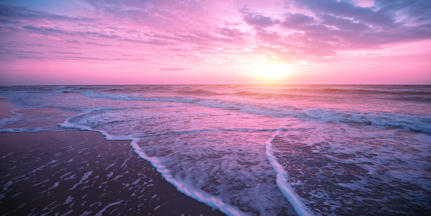 Malibu Beach Purple Sunset USA Wall Art Canvas Office Home Room Framed 120x60cm