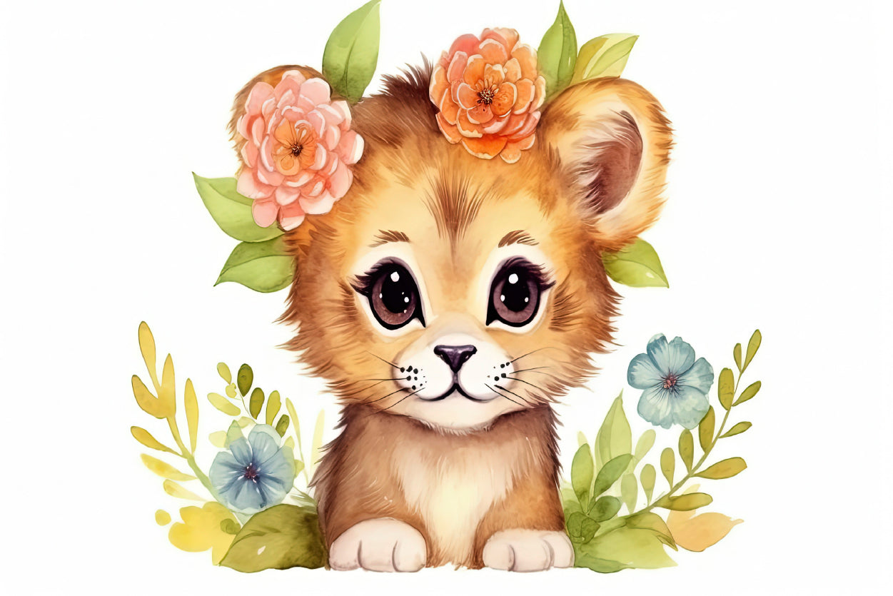 Cartoon Sketch of a Dog with Flowers Print 100% Australian Made - Bella Home Decor
